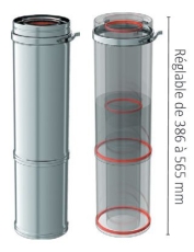 CONDUIT TELESCOPIQUE 50CM BIOX Ø130/200 INOX 316/304 + JOINTS