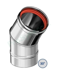 COUDE 2 PARTIES INOX 316 PRO RIGIDTEN 30° Ø150 AVEC JOINT  SILICONE - TEN