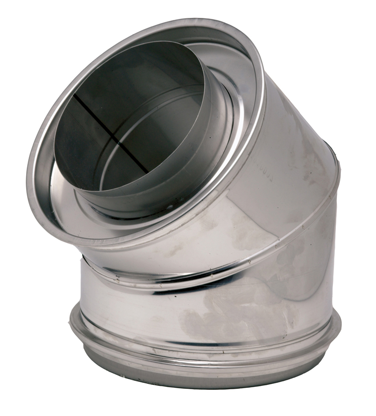 COUDE  INOX  ISOLE A 45° 150/200  INT 316 EXT 304
