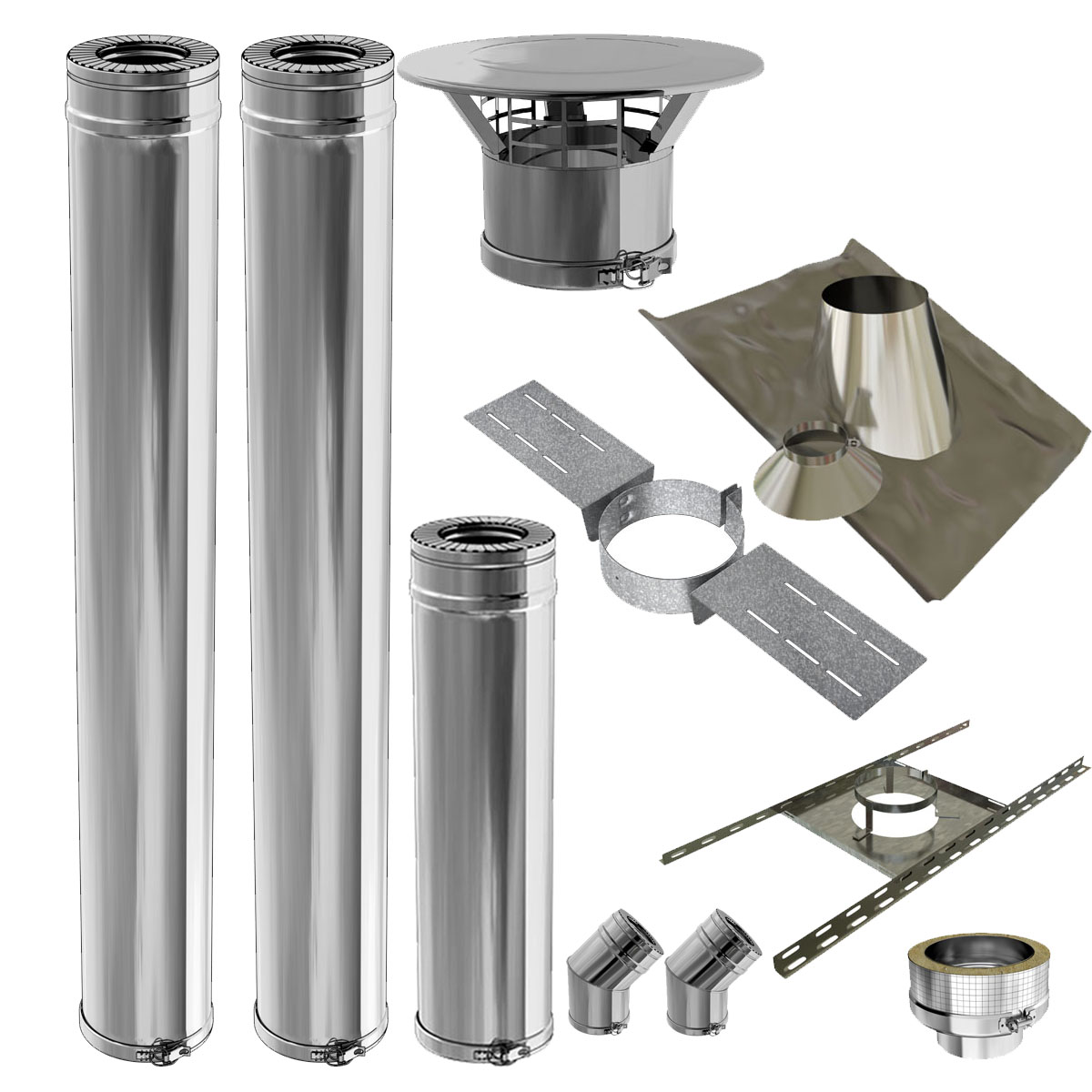 STC-CHAUFFAGE, votre spécialiste fumisterie : accessoires pour poêles et  cheminées - catalogue - référence KIT15 - KIT CONDUIT COUDE A 45° INOX  ISOLEE 80/130 P/ POELE A GRANULES TEN