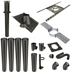 KIT CONDUIT   VERTICAL COUDE A 45°  CONCENTRIQUE  NOIR 100/150