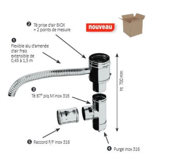 KIT DE DÉPART BIOX AVEC TÉ Ø130/200