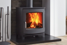 POELE A BOIS ACIER IVAR 5 LOW LAQUE  ANTHRACITE FONTE FLAMME