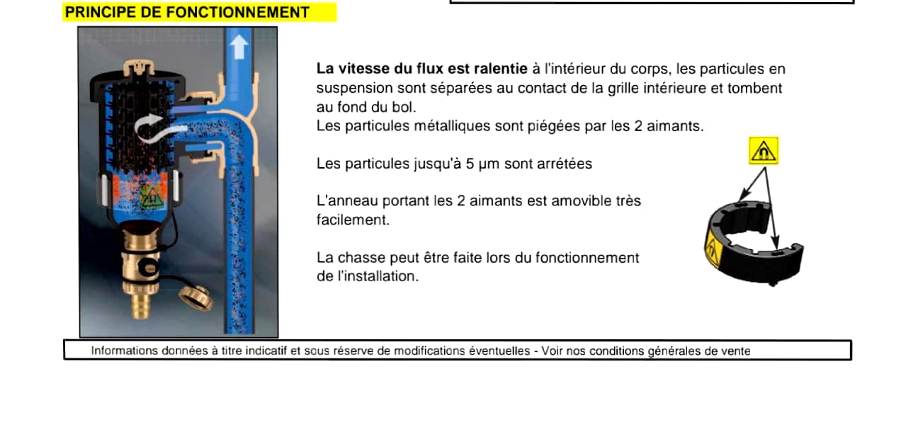 POT DE DECANTATION DIRTMAG 1" AVEC ANNEAU MAGNETIQUE ET 2 VANNES 1"