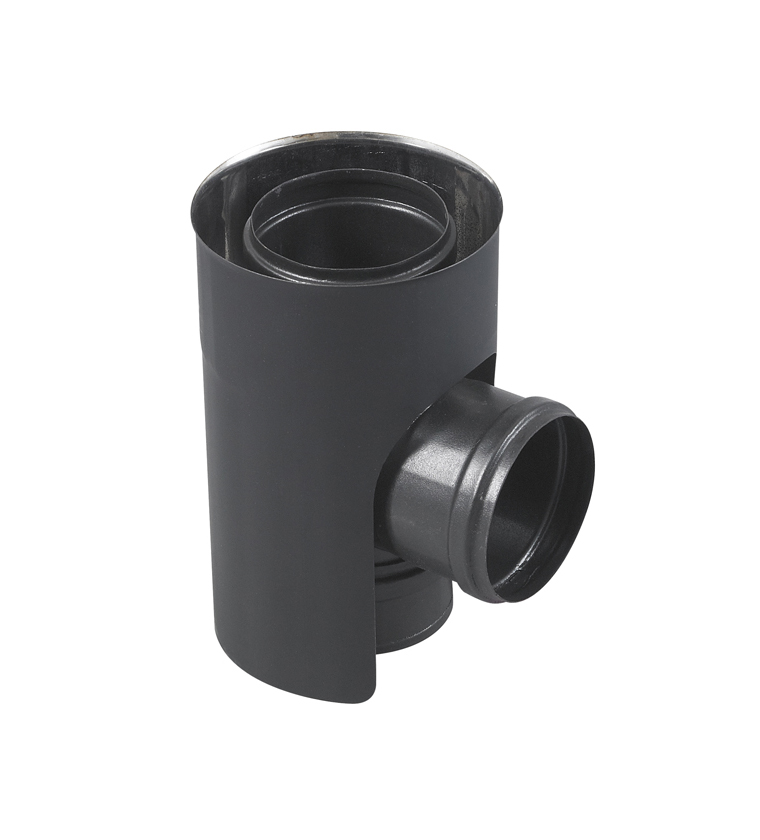 TE EQ + TAMPON  CONCENTRIQUE INT INOX  316 100 GALVANISE NOIR EXT 150